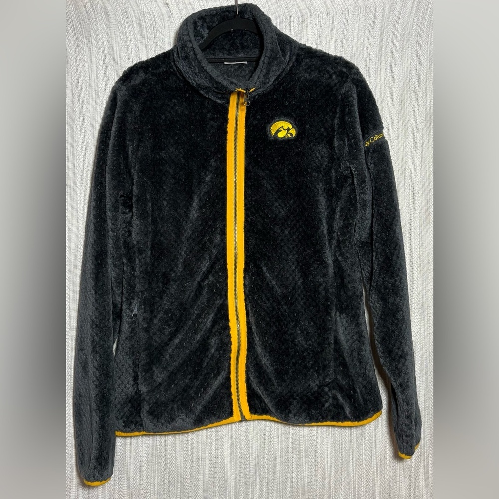 Columbia Women's Iowa Hawkeyes Charcoal Fleece Jacket with Yellow Accents
